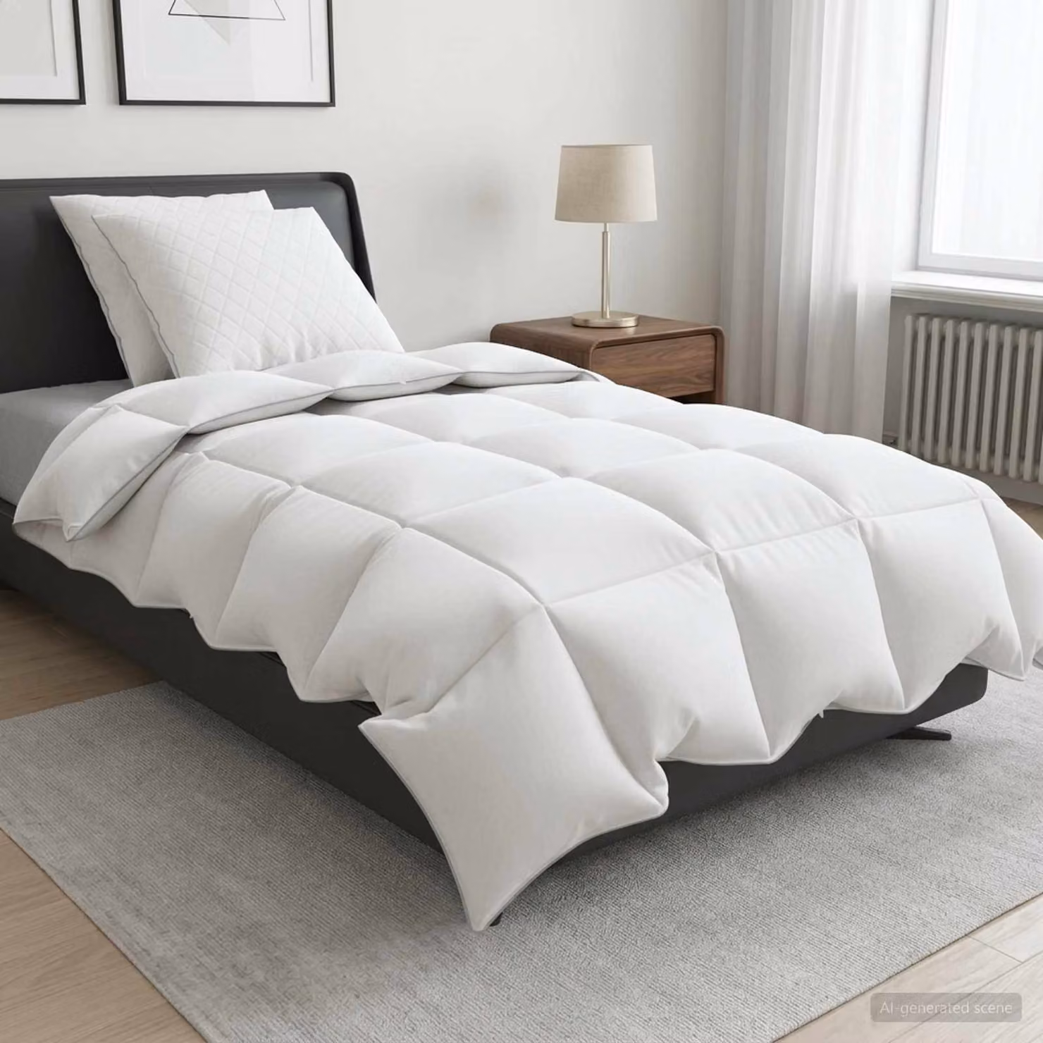 Set di 3 piumoni e cuscini vidaXL FULDA in piume d'oca al 90%, bianchi, L: 140 cm x P: 220 cm