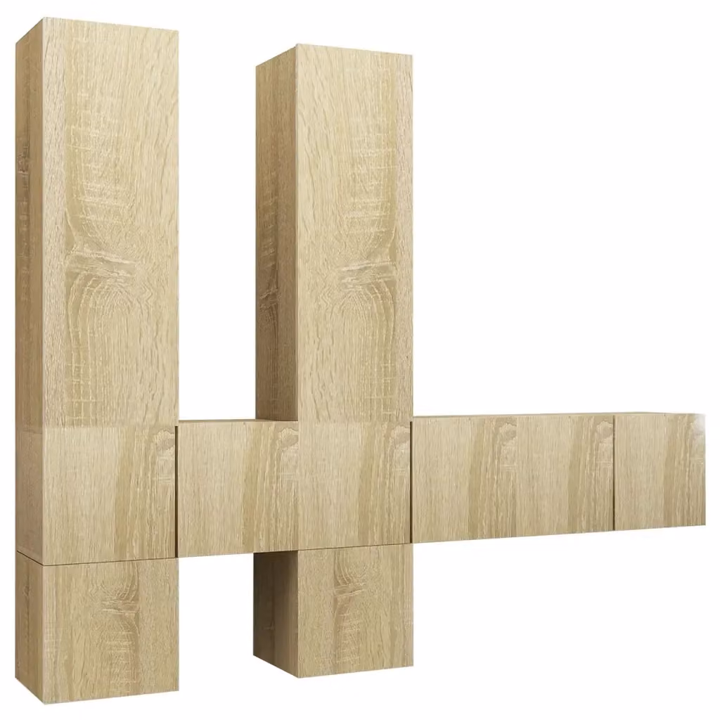 Set di mobili porta TV moderno vidaXL in legno multistrato, 7 pezzi, colore marrone e beige – 2
