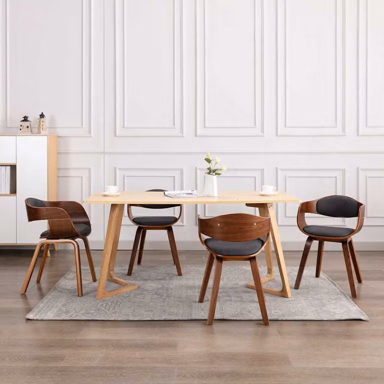 Set di 4 sedie da pranzo vidaXL in legno e tessuto grigio per cucina e sala da pranzo