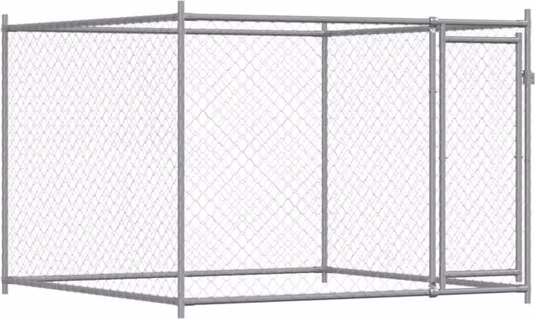 Gabbia per Cani con Porta Grigia 2x2x1,5 m in Acciaio Zincato