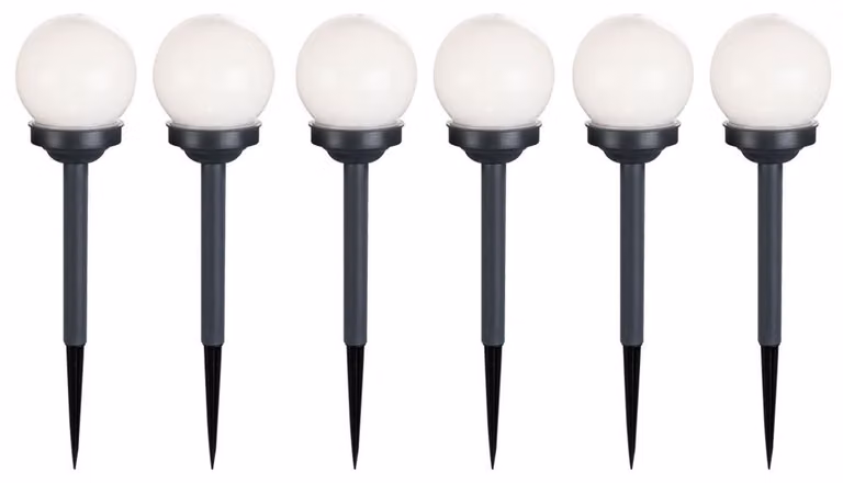 Set da 6 lampade LED solari a spina, a forma di sfera, con picchetto, H 39 cm