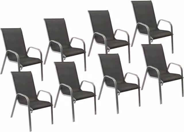 Set di 8 sedie MARBELLA in textilene grigio - alluminio grigio