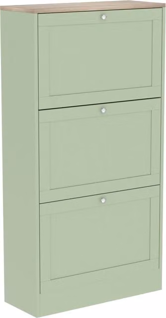 Scarpiera moderna HOMCOM verde con 3 ante ribaltabili per 18 paia di scarpe, L: 60 cm, P: 23,5 cm, H: 115 cm