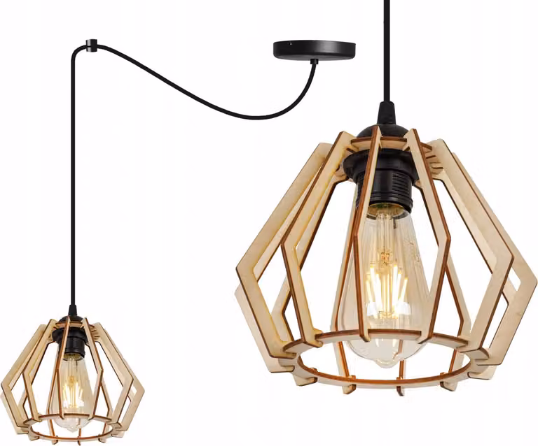 Moderna Lampada A Sospensione A Led In Legno