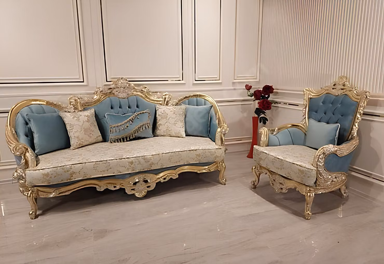 Wohnzimmer Sofagarnitur Klassische Sofa Couch Möbel einrichtung 3+1 Sitzer
