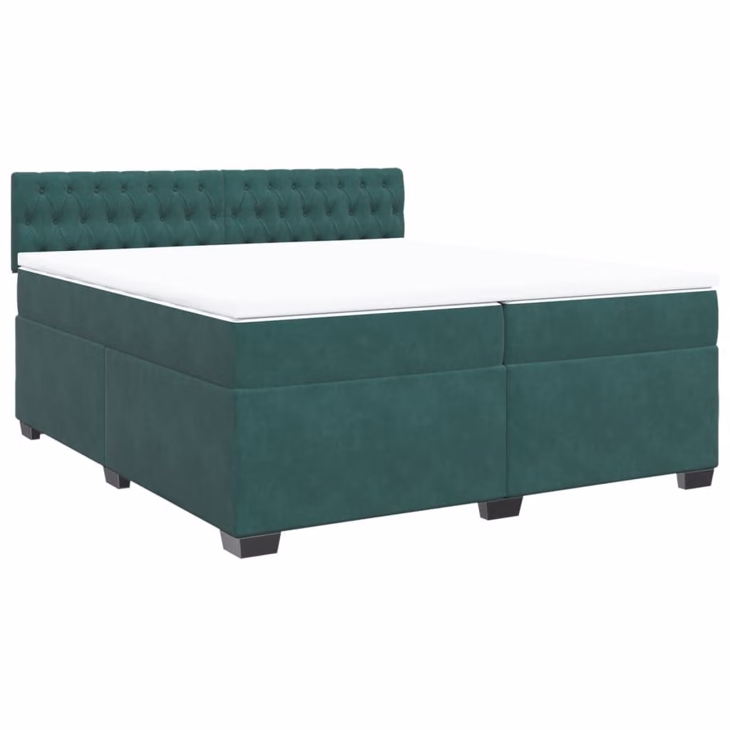 Giroletto a Molle con Materasso Verde Scuro 200x200 cm Velluto