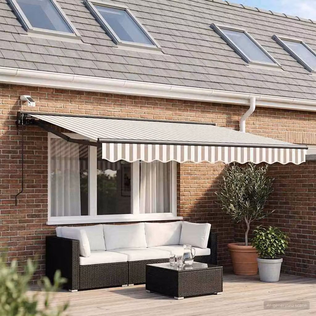 Tettuccio elettrico retrattile vidaXL con struttura in alluminio e copertura in poliestere, montaggio a parete, disponibile in grigio, bianco o antracite, L: 3,5 m x P: 2,5 m