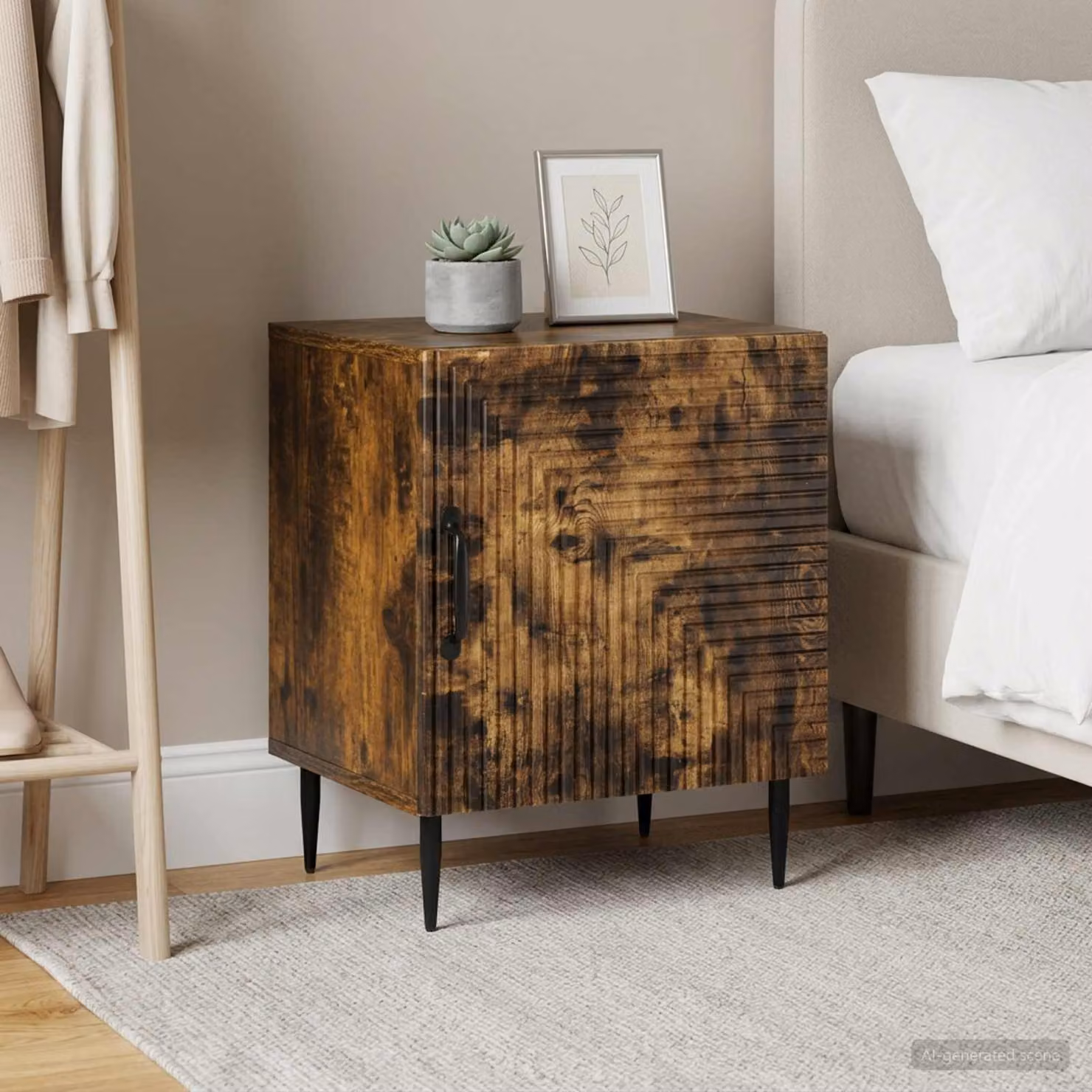 Set di 2 Armadi da Notte Moderni vidaXL in Rovere Fumo, L: 43 cm, P: 34,5 cm, H: 50 cm