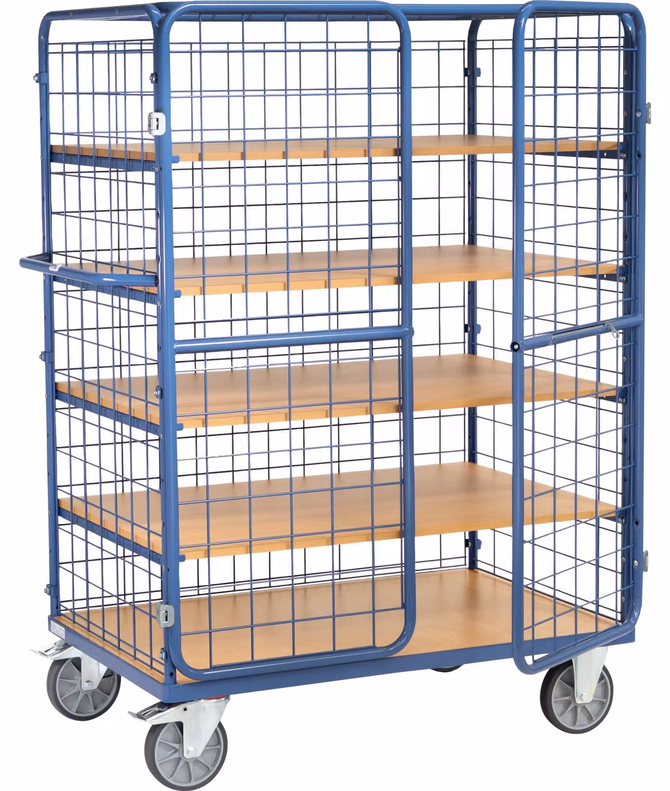 Carrello portapacchi Fetra con 3 pareti, porta e tetto in rete metallica incl. 4 ripiani Altezza 1800mm 1200x800mm