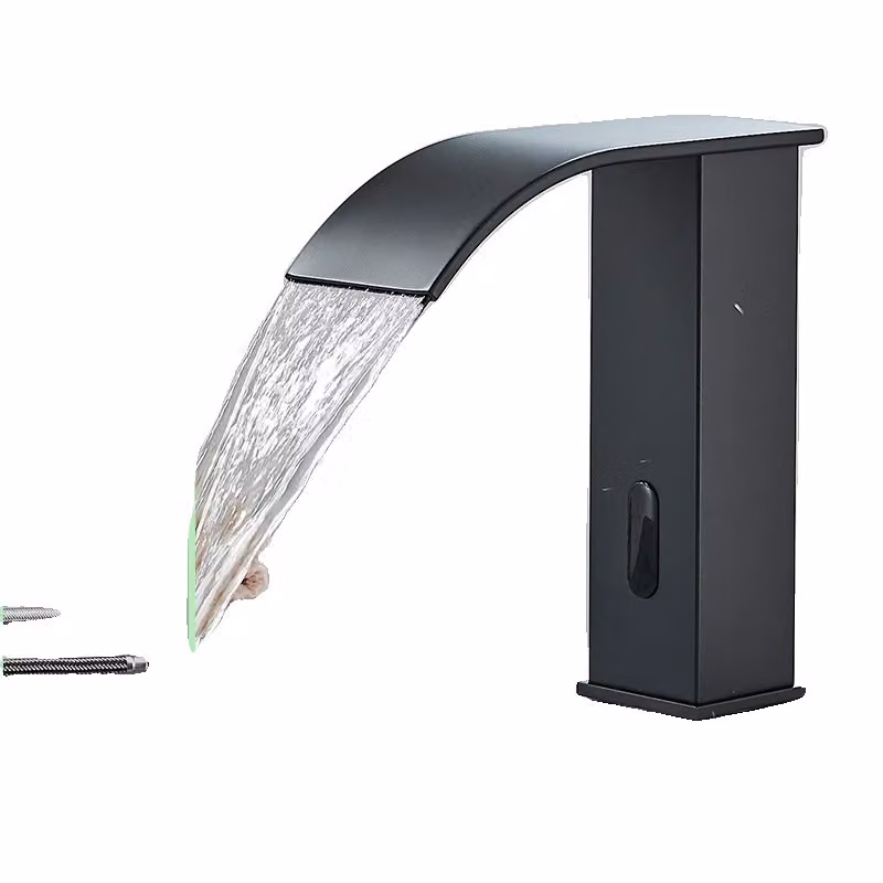 Miscelatore per lavabo a sensore intelligente, doppio controllo dell'acqua, facile installazione, nero opaco