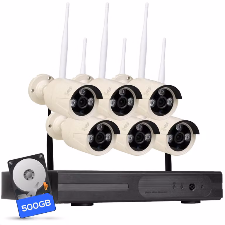 Kit di 6 telecamere di sicurezza da esterno con Wi-Fi e 500 GB di memoria