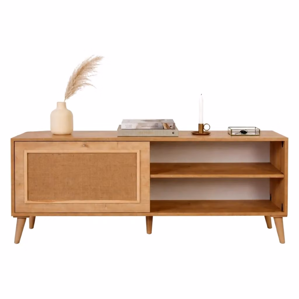 Mobile porta TV Pesio DMORA con un ripiano, Marrone Rovere, L: 138 cm, P: 41 cm, H: 55 cm – 2