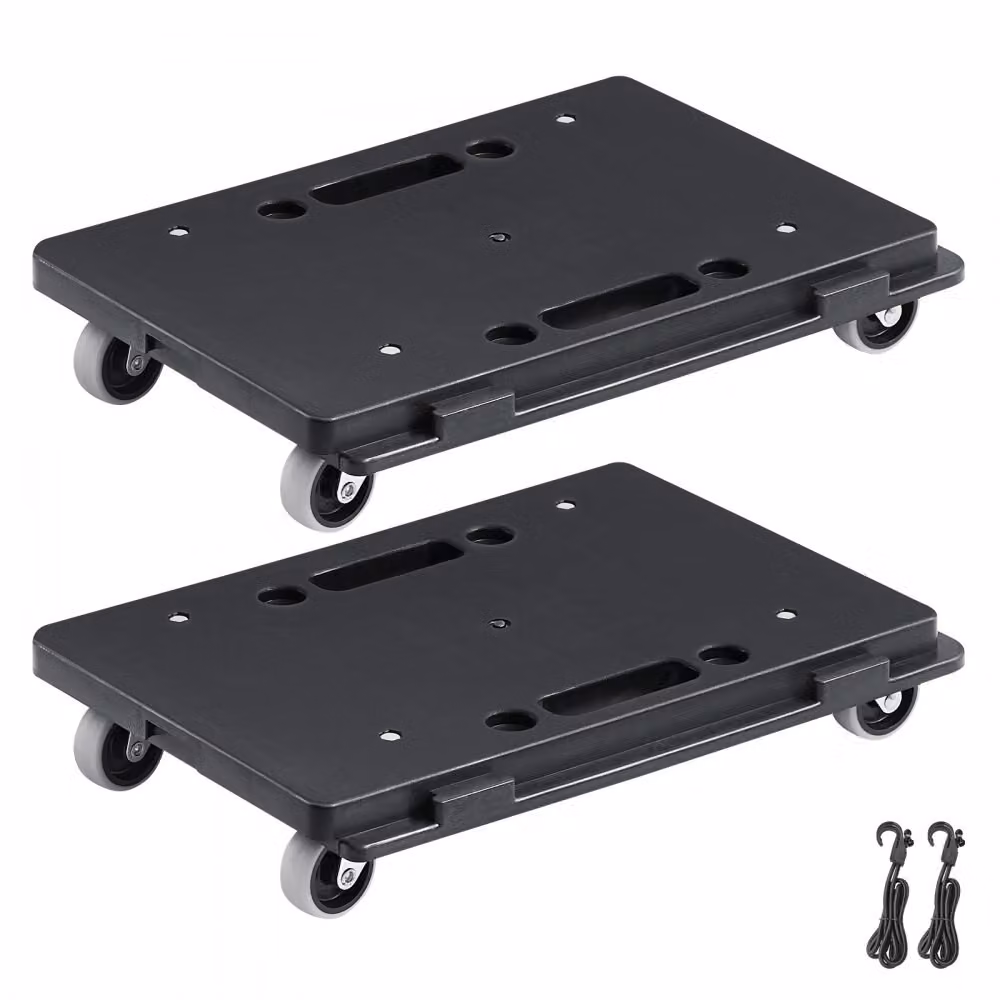 Carrello per mobili - Mobilità per carichi pesanti - Rotelle a 4 ruote - Compatto e stabile - 2 pezzi - 40,6 x 27,9 cm - Capacità 227,8 kg - Nero