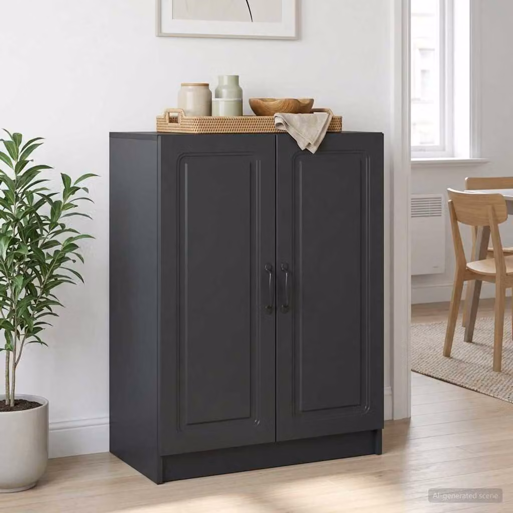 Credenza moderna vidaXL in legno ingegnerizzato nero lucido L 66 x P 34,5 x H 87 cm