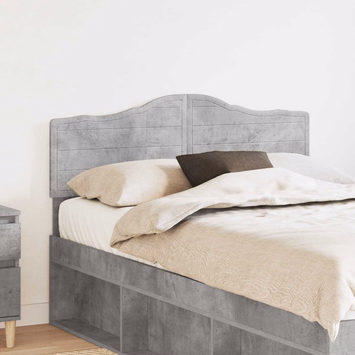 Testiera per letto vidaXL in legno ingegnerizzato grigio cemento con design minimalista