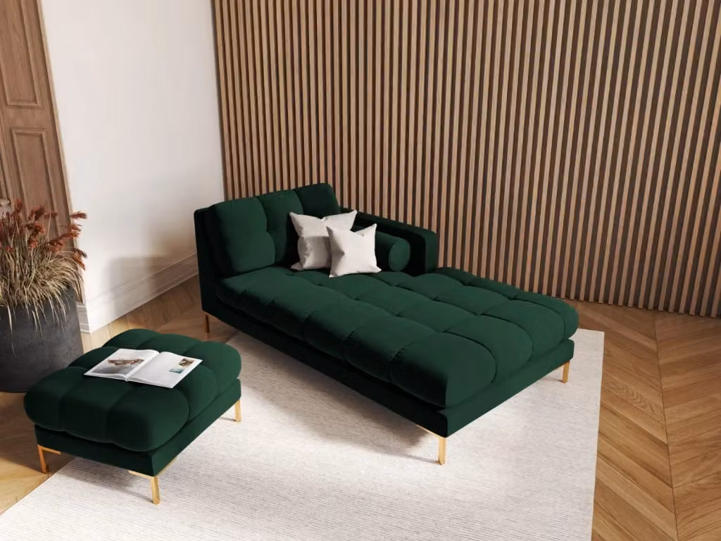Chaise longue destra Bali di Cosmopolitan Design in velluto verde, L: 164 cm, P: 102 cm, H: 75 cm – 2