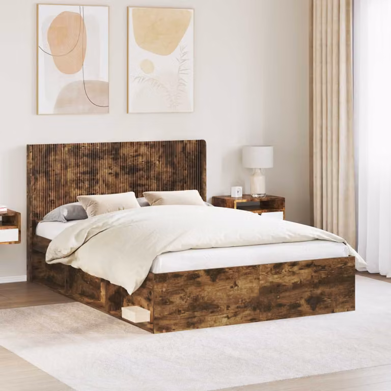 Testiera Letto Moderna vidaXL in Legno Rovere Fumo Marrone