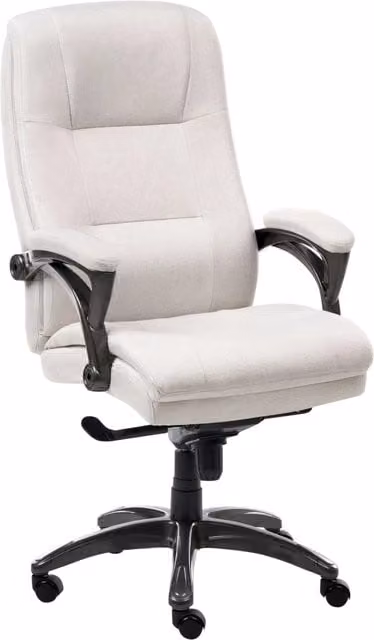Sedia direzionale da ufficio BELIANI in lino beige, girevole a 360 gradi con regolazione dell'altezza, braccioli e ruote – 1