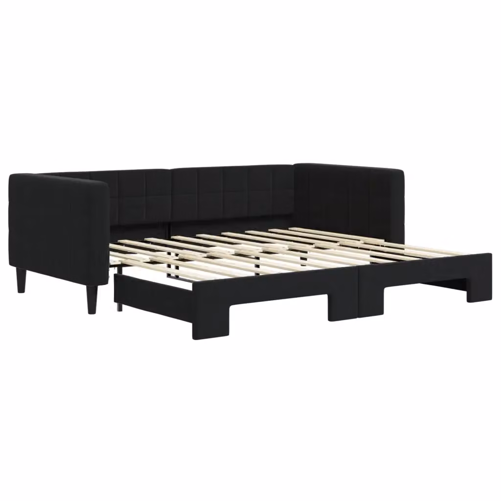 Divano Letto Moderno vidaXL in Velluto Nero con Letto Estraibile per Soggiorno e Camera da Letto L/P/H: 213 x 90 x 68 cm – 2