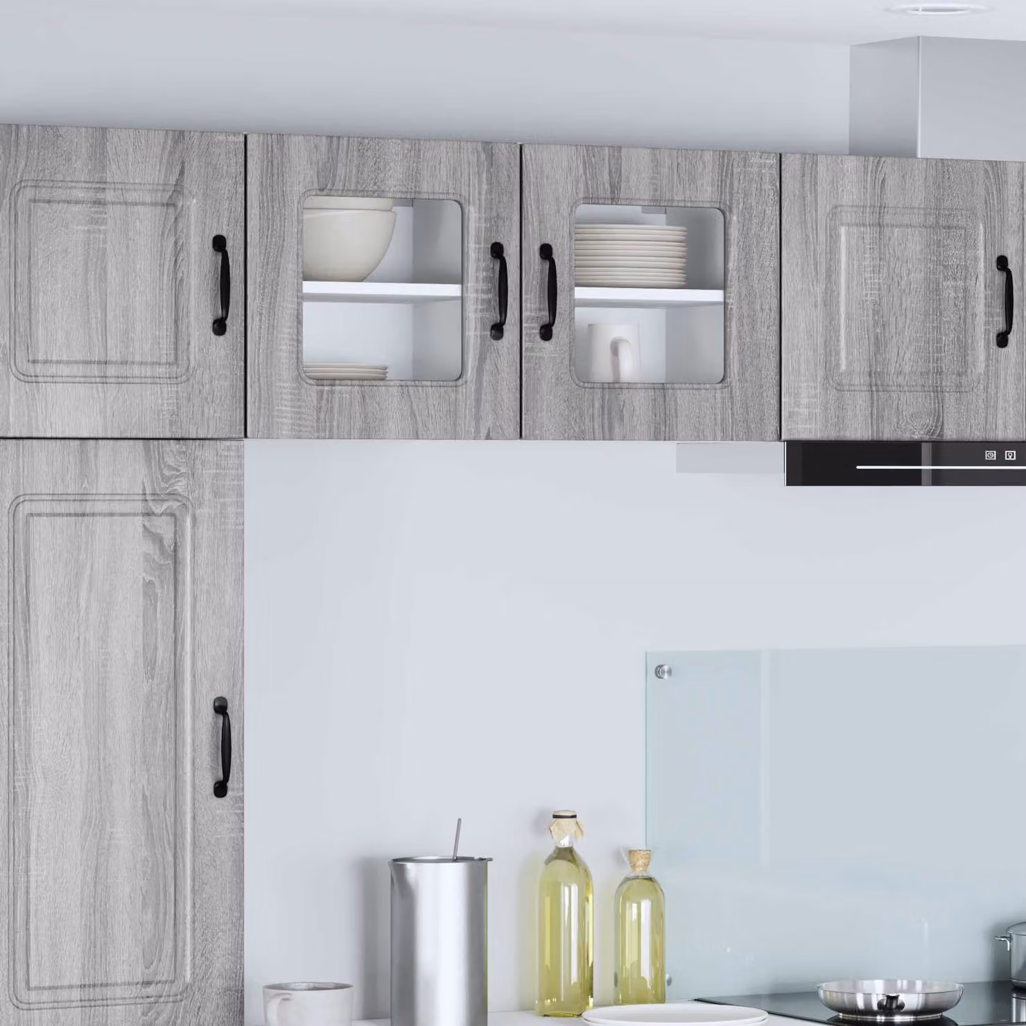 vidaXL Pannello per lavastoviglie Kalmar Grigio, set da 2 pezzi in legno MDF per cucina moderna