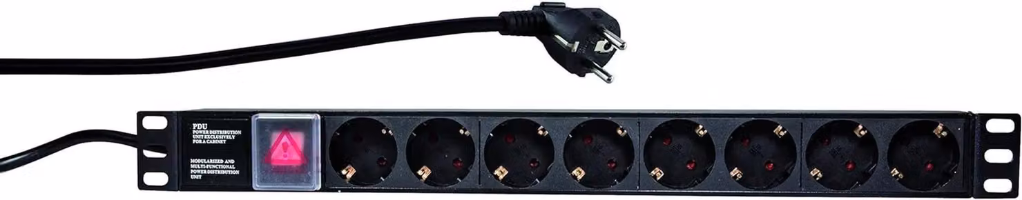 LogiLink 19" striscia di prese a 8 vie con interruttore on/off nero (1 scatola pieghevole)