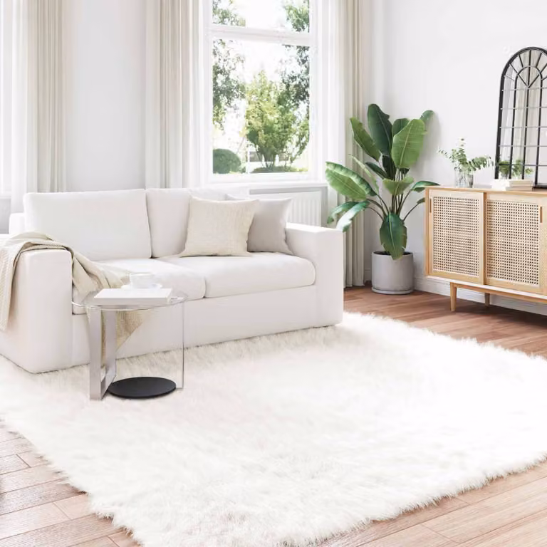 Tappeto moderno vidaXL in poliestere bianco, L 200 x P 200 cm