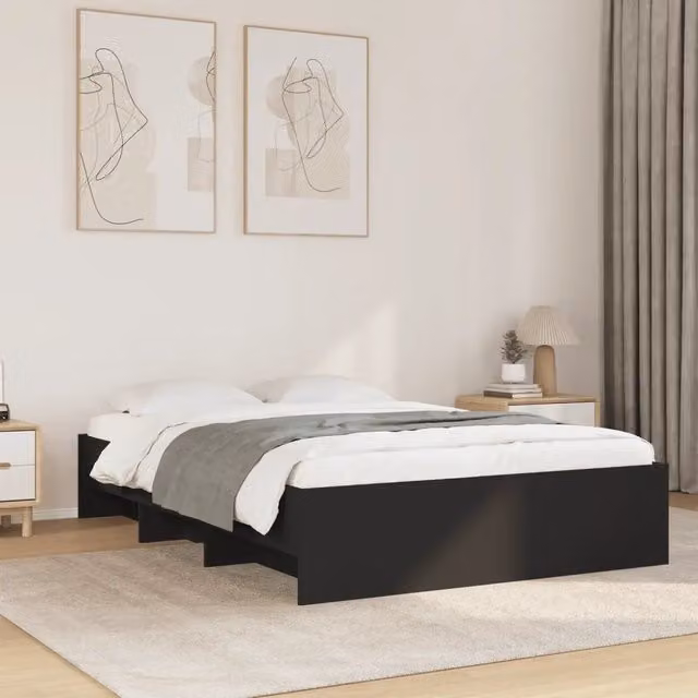Giroletto-Struttura Letto Nero 120x190 cm in Legno Multistrato 708447