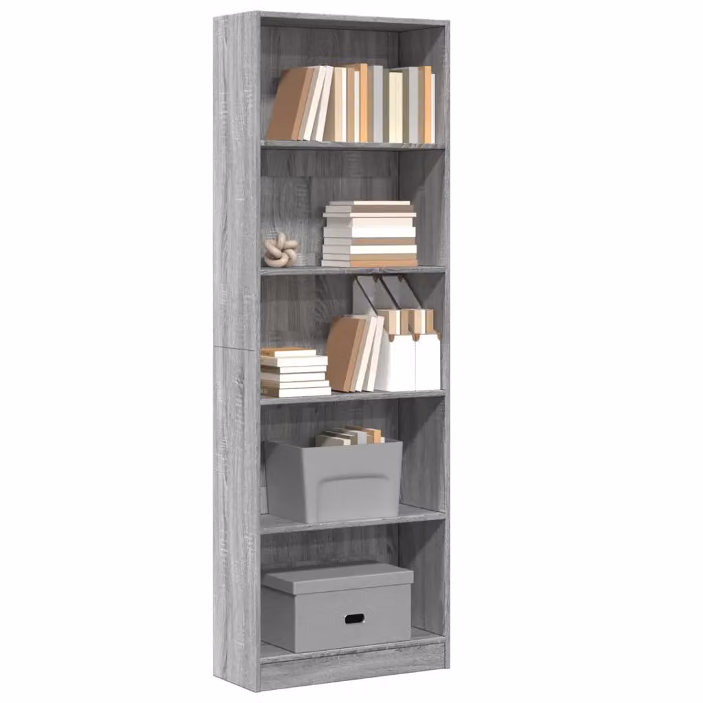 Libreria moderna vidaXL in legno MDF Grigio, da appendere a parete, L 60 x P 24 x H 176 cm