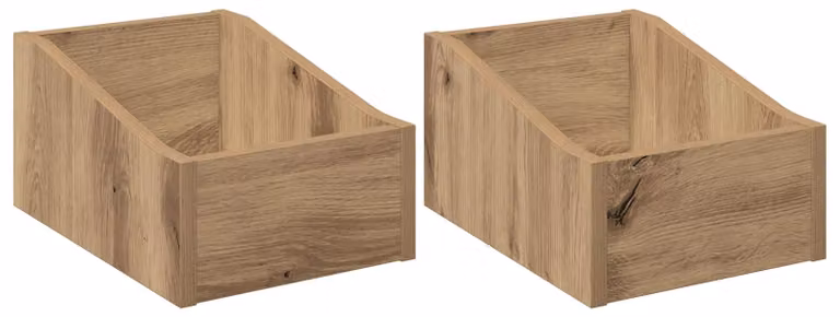 Scatola per dischi in vinile, 2 pezzi, legno effetto rovere artigianale, dimensioni 23 x 33 x 16 cm