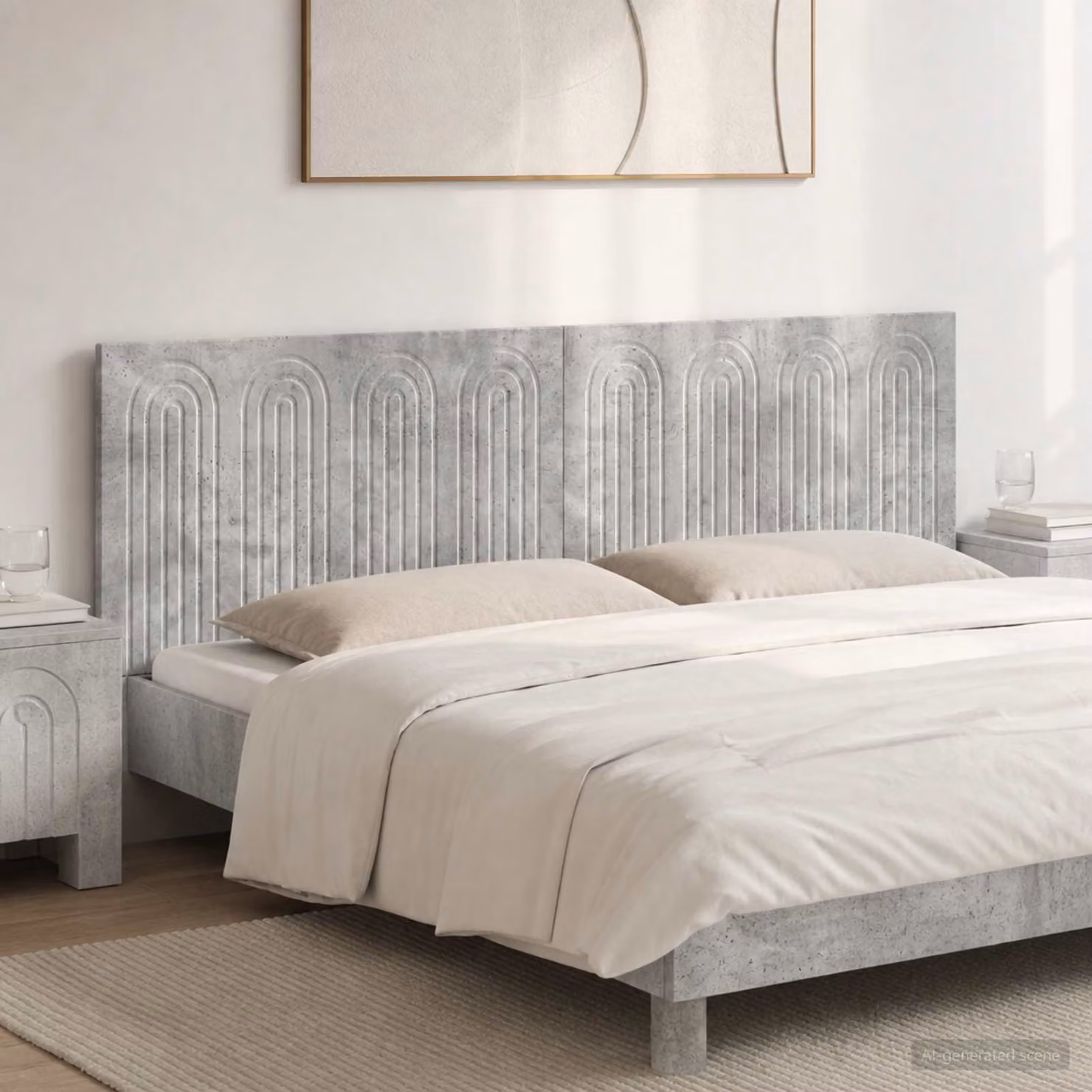 Testiera da muro vidaXL ALKMAAR in legno ingegnerizzato, Grigio, L: 180,5 cm, H: 50 cm, P: 15,6 cm
