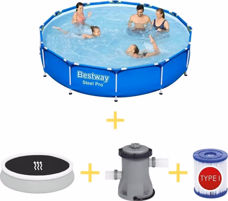 Piscina Bestway - Steel Pro - 366 x 76 cm - Inclusa vela solare, pompa filtro e filtro