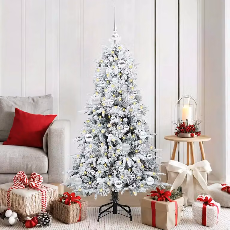 Albero di Natale artificiale vidaXL bianco con luci LED bianco caldo, Altezza: 150 cm