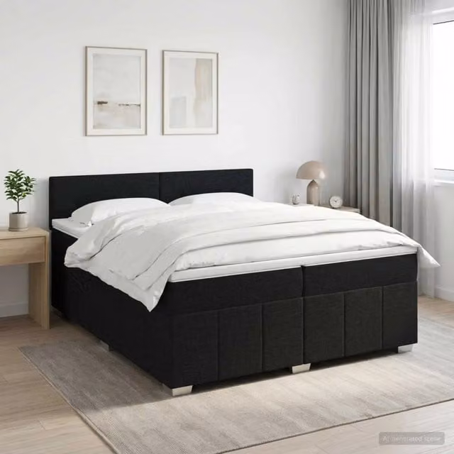 Letto box spring con materasso ibrido vidaXL in tessuto nero L/P: 200 x 200 cm – 1