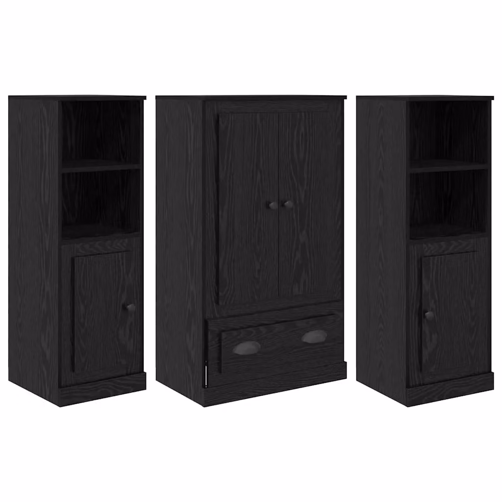 Credenza moderna vidaXL in 3 pezzi Rovere e Nero L: 132 cm, P: 35,5 cm, H: 103,5 cm – 2