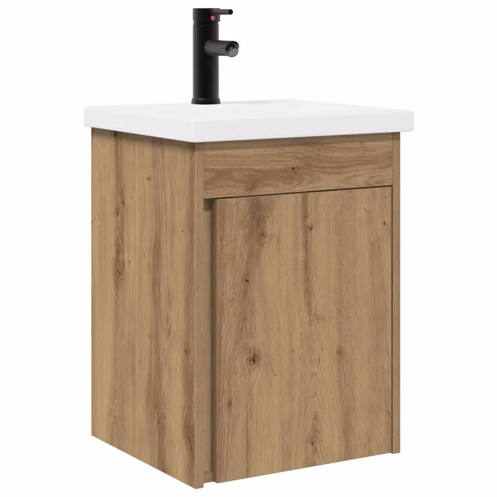 Mobile bagno moderno vidaXL in rovere con rubinetto, sospeso, L: 42 cm, P: 40 cm, H: 74,5 cm – 2