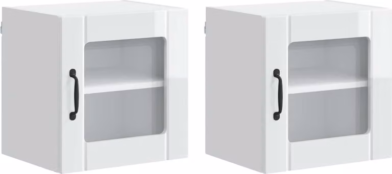 Mobile in vetro da parete LUCCA 2 pcs Bianco Lucido