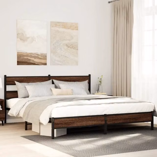 Giroletto vidaXL in metallo e MDF color rovere marrone 200x200 cm – 1