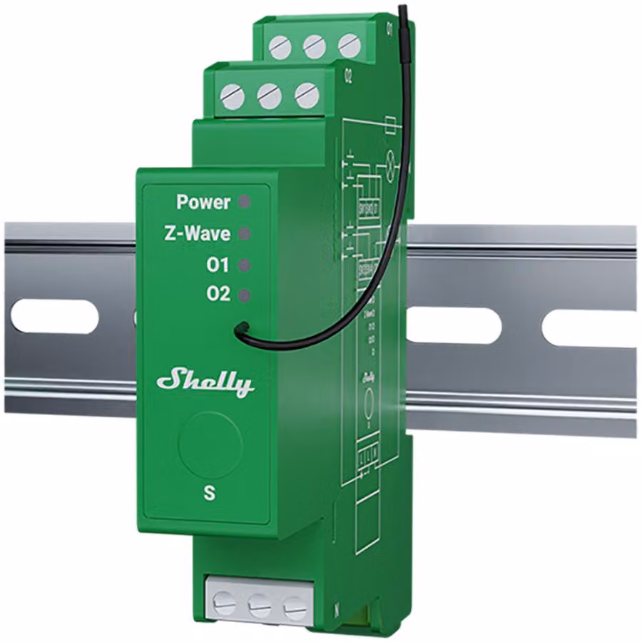 Shelly Wave Pro Dimmer 2PM – Z-Wave lighting dimmer, 2 channels, wireless for LED and halogen, DIN rail mounting