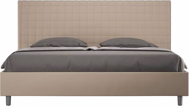 BS COM Letto matrimoniale king size senza rete imbottito 190x190 similpelle tortora