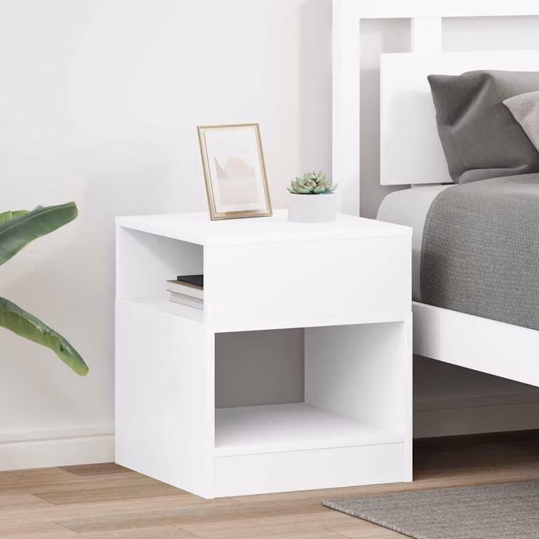 Set di 2 tavolini moderni vidaXL in legno ingegnerizzato bianco, L/P/H: 40,5 x 40 x 45 cm