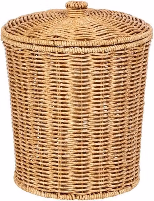 Contenitore di archiviazione per giocattoli vintage - grande contenitore per bucato con coperchio - contenitore per pane con erba marina - contenitore per capi d'abbigliamento