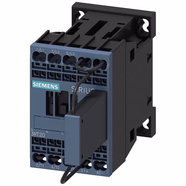 Contattore Siemens per ferrovia, AC-3e, 7,5 kW/400 V, 24 V CC, 0,7-1,25*Us, a 3 poli, S00, montaggio a sospensione... 3RT20182LB422LA0