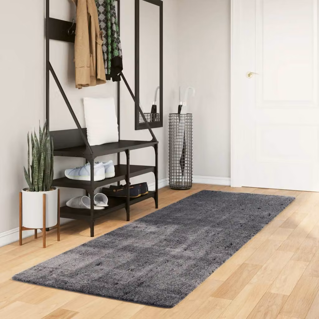 Tappeto a pelo corto vidaXL HUARTE morbido e lavabile antracite L: 80 cm, P: 250 cm