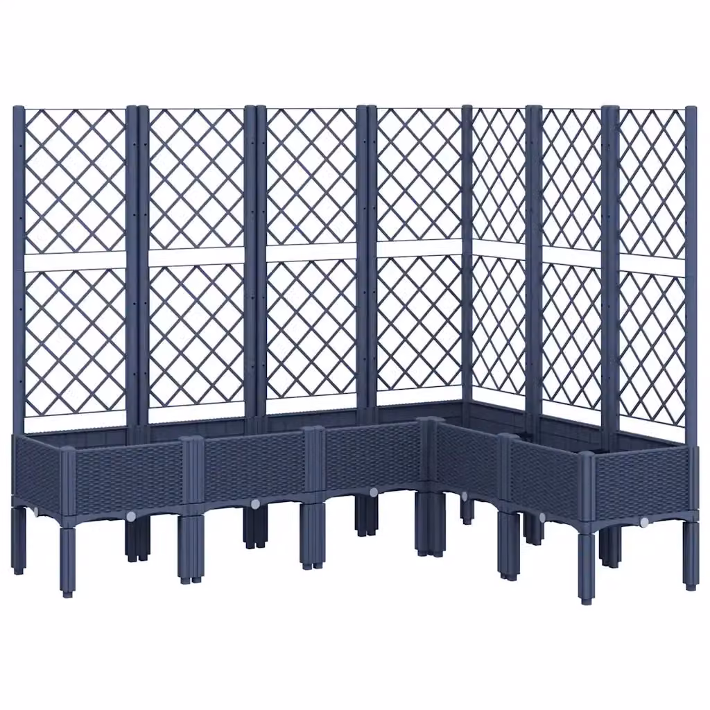 Fioriera da giardino con graticcio per piante rampicanti vidaXL, Grigio e Blu, L: 160 cm, P: 120 cm, H: 142 cm – 2