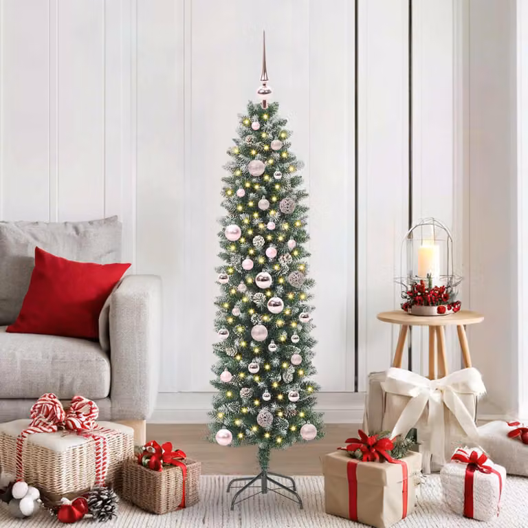 Maison Exclusive - Albero di Natale artificiale slanciato, verde e bianco, 150 cm