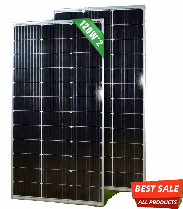 Pannelli solari, alta efficienza, utilizzo versatile, 2 pezzi da 120W