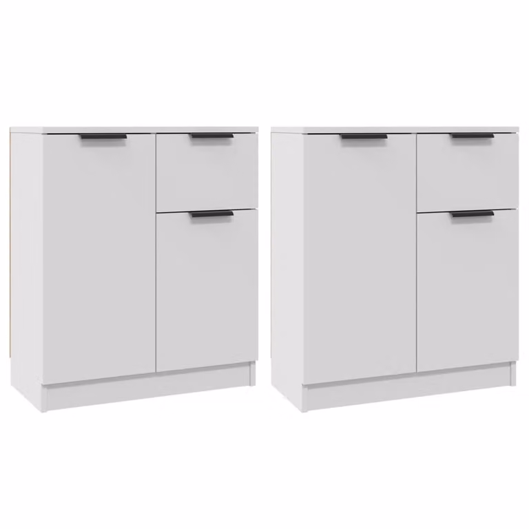 Credenze 2 pz Bianche 60x30x70 cm in Legno Multistrato
