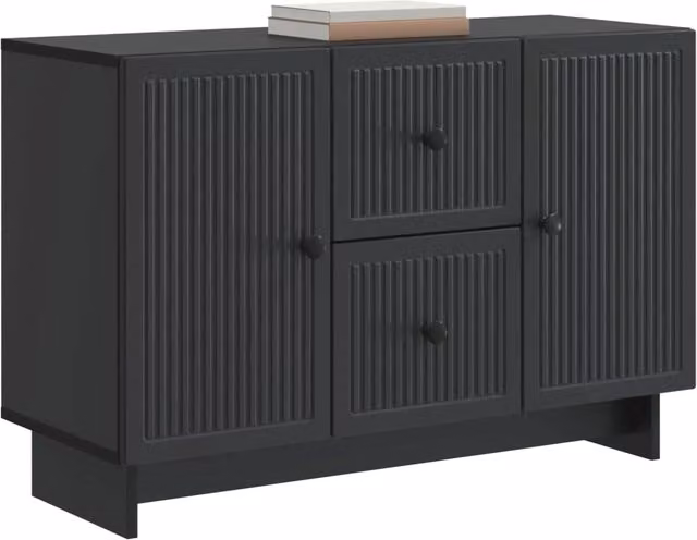 Credenza moderna Design In in legno MDF nero lucido per soggiorno o sala da pranzo L: 89 cm, P: 34,5 cm, H: 60 cm