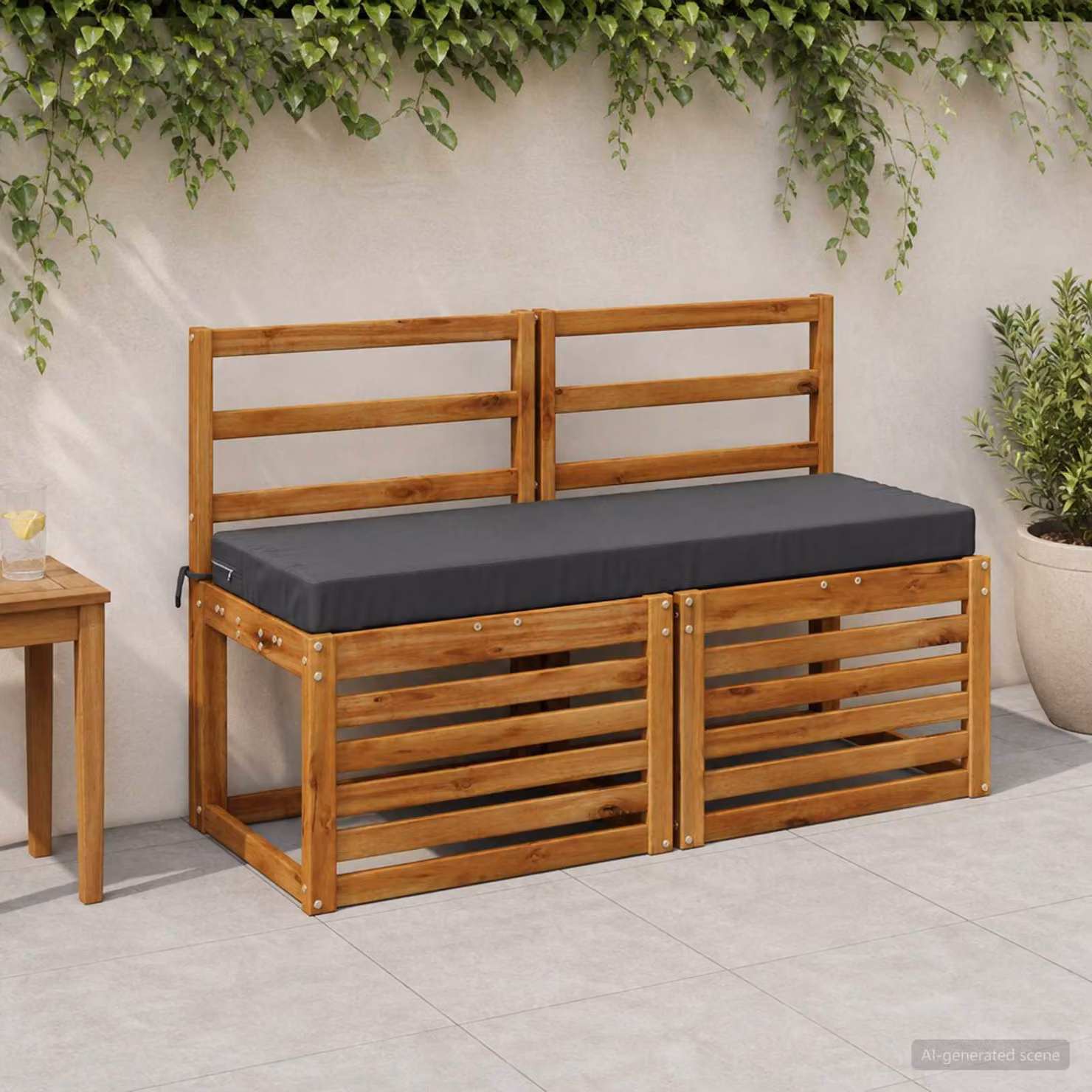 Set di 2 cuscini per panchina vidaXL SOEST in poliestere colore antracite L 120 x P 40 x H 8 cm