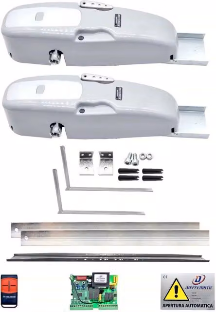 Kit Rocket con 2 motori per porta basculante con contrappeso e bracci dritti 230V in acciaio grigio
